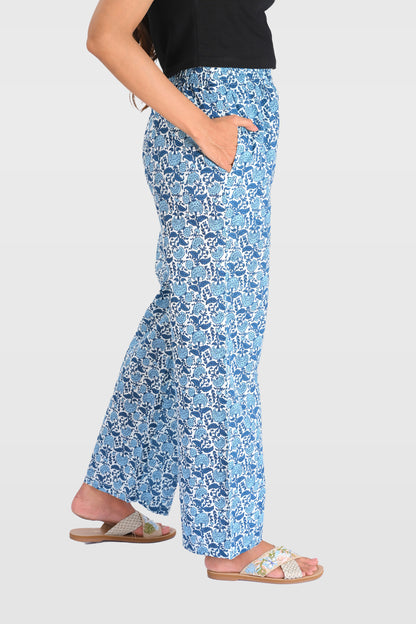 White Indigo Cotton Printed Kurta Set