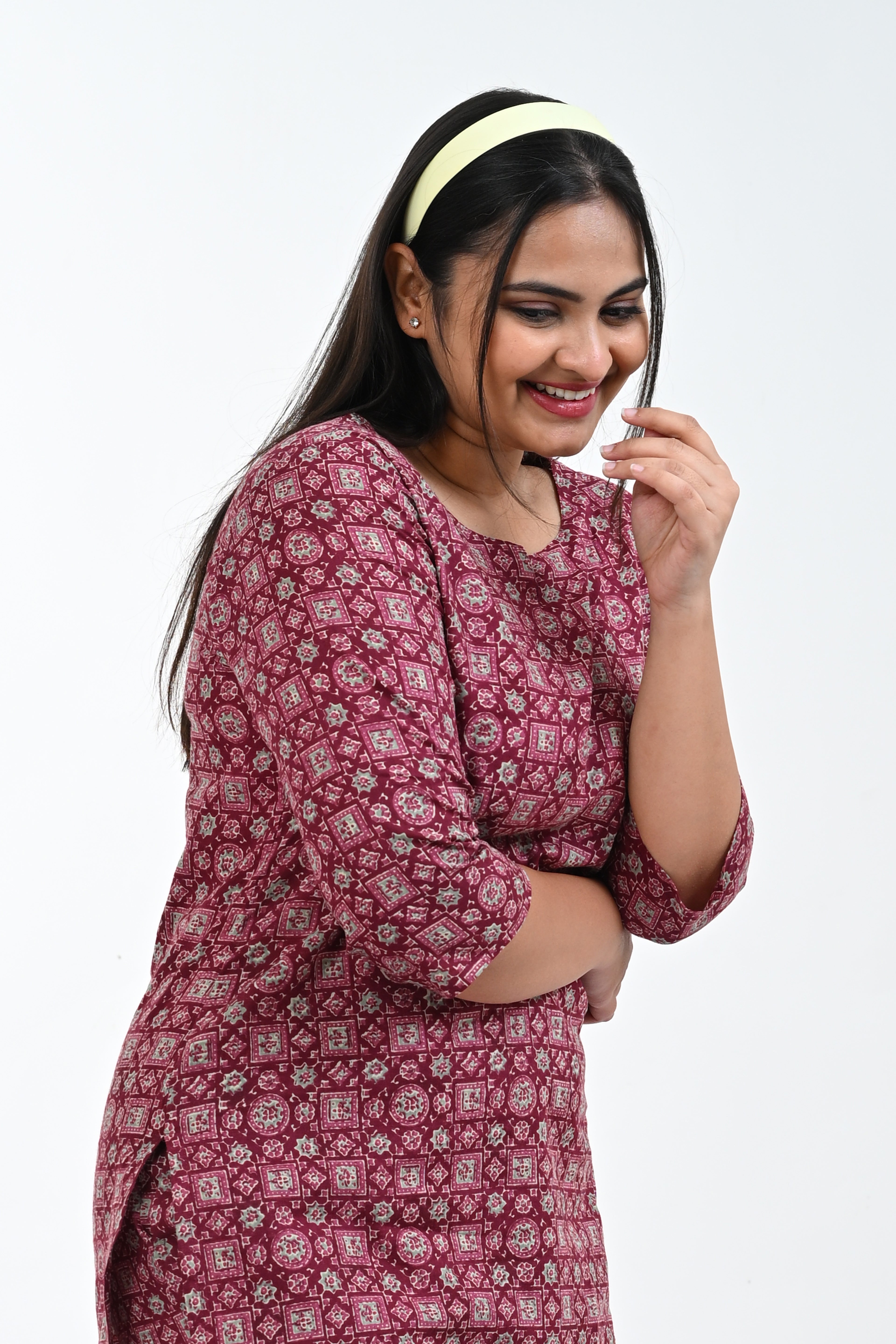 Wine Berry Cotton Printed Pyjama Set