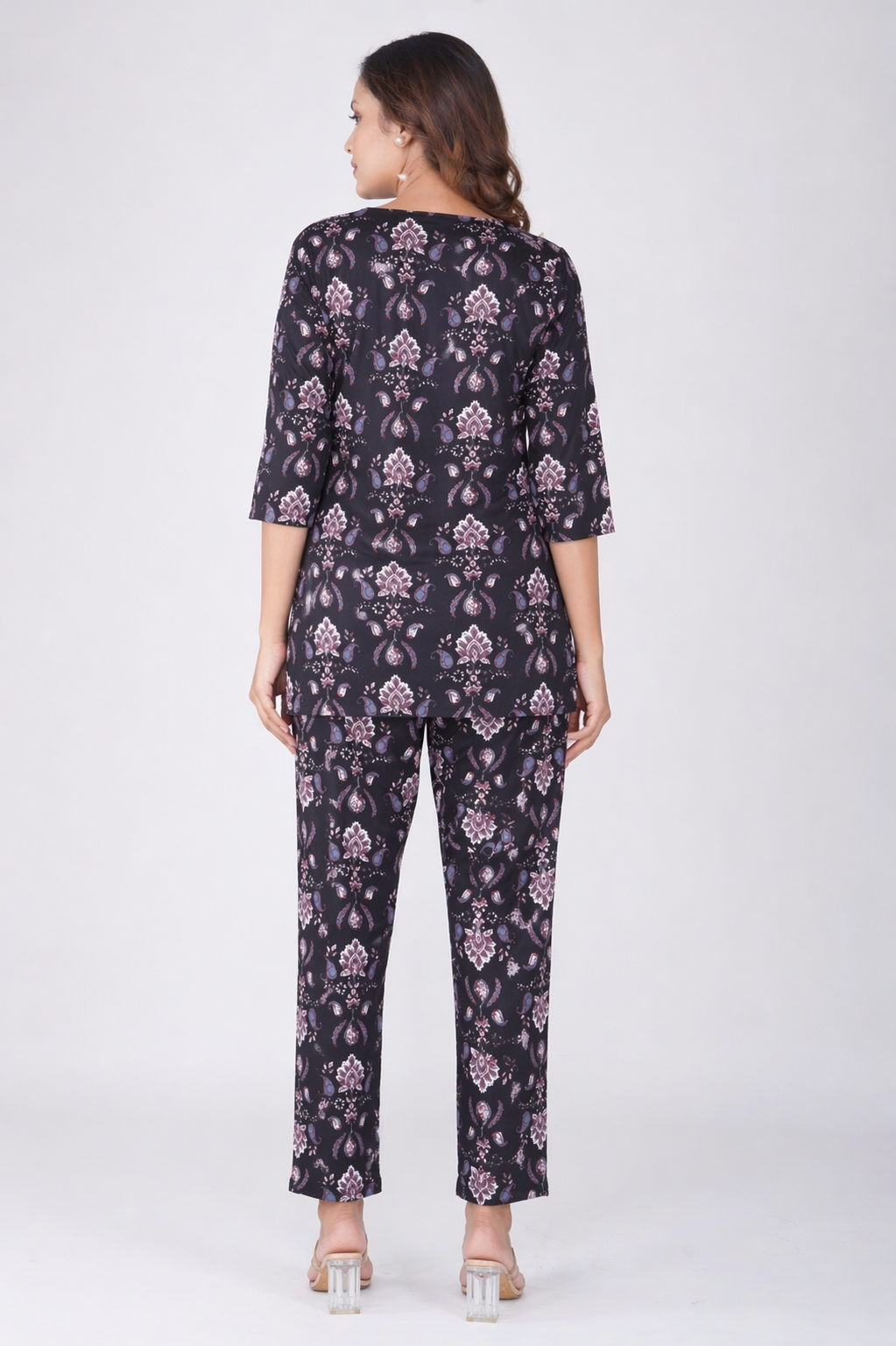 Black Cotton Printed Pyjama Set
