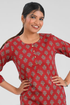 Maroon Cotton Printed Short Kurti