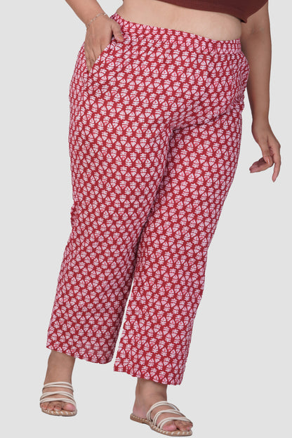 Maroon Plus Size Cotton Printed Bottom