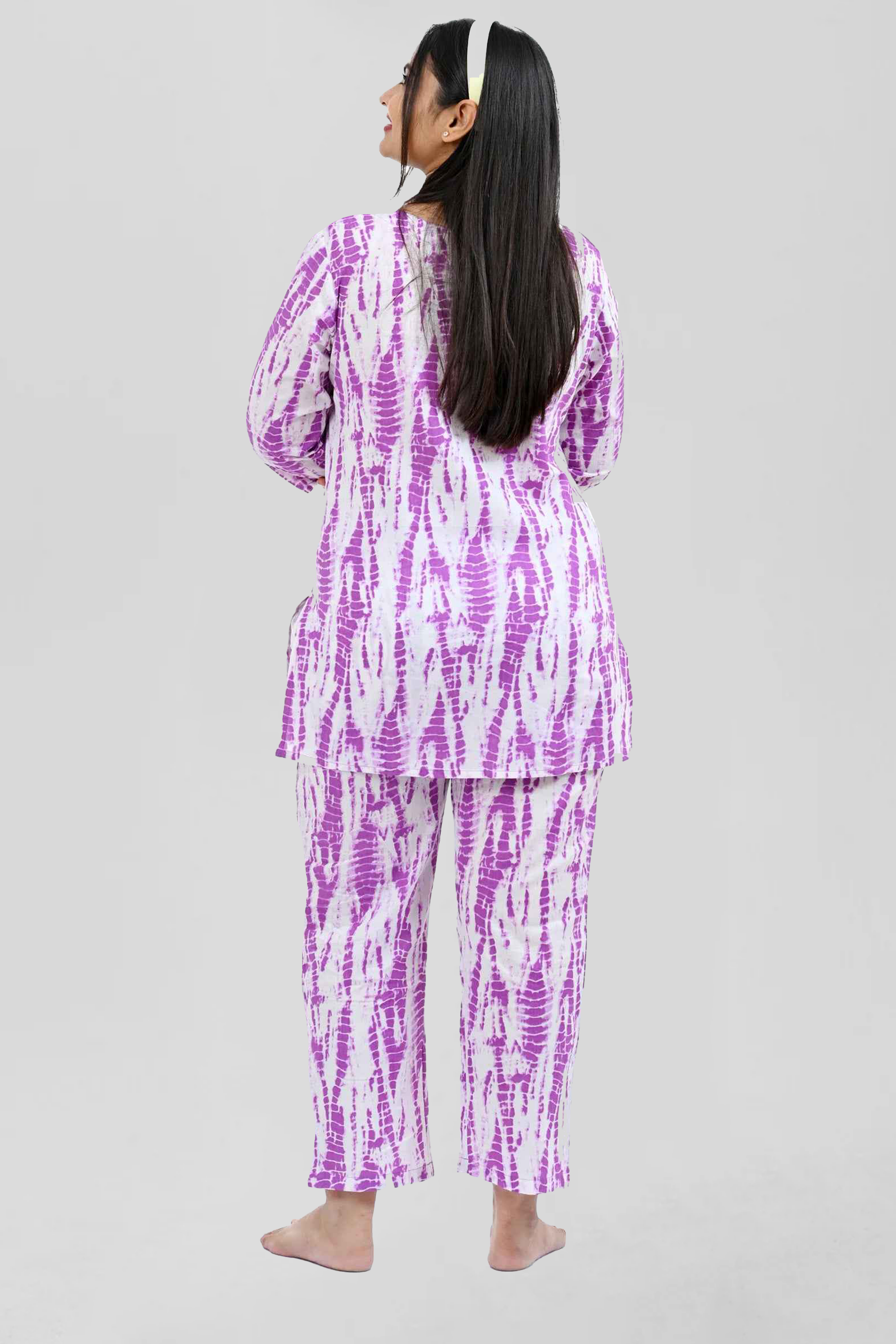 Pale Purple Cotton Printed Pyjama Set