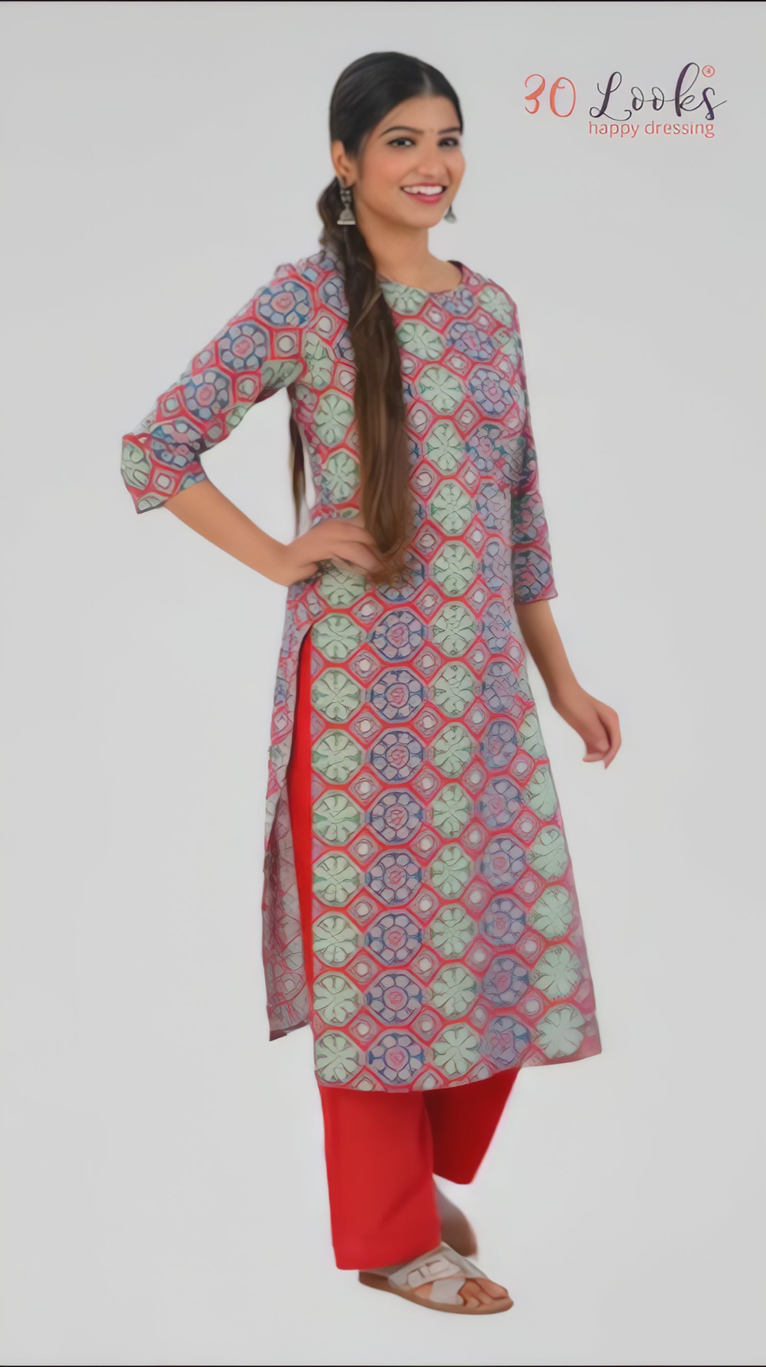 Ruby Red Cotton Printed Kurta Set