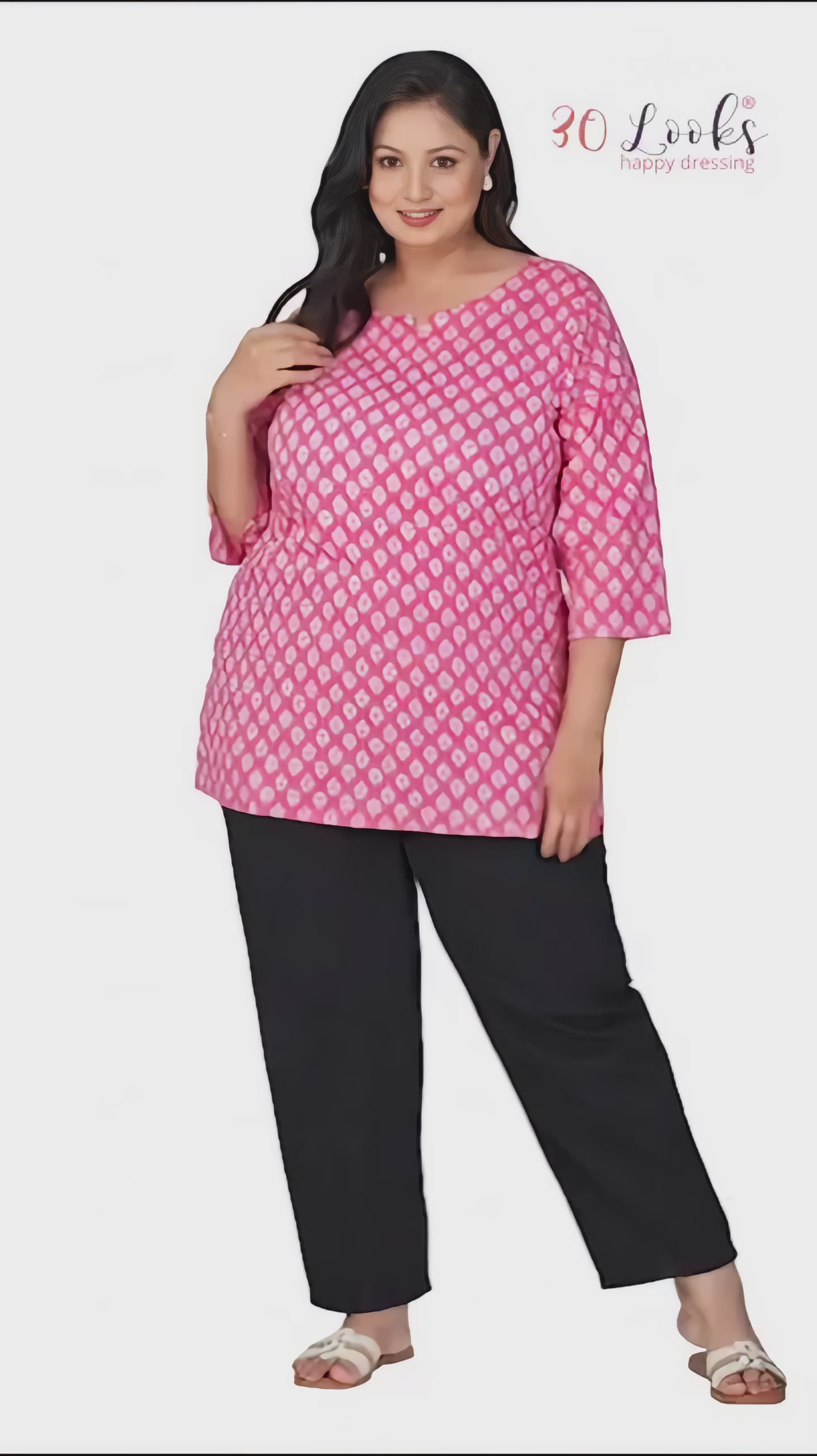 Pink Plus Size Cotton Printed Kurti