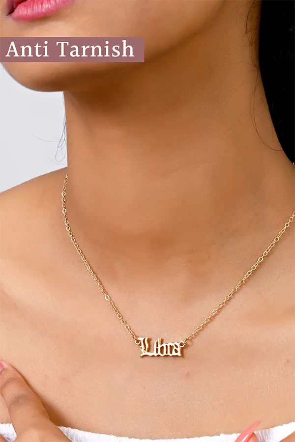 Libra Zodiac Script Anti Tarnish Necklace for Women
