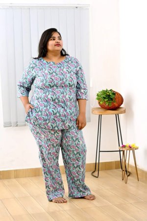 Dusty Pink Cotton Printed Night Suit Set – 30Looks
